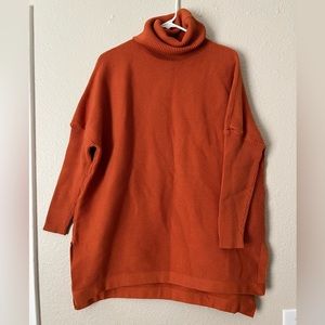 Lillisory Viscose Turtle Neck Oversized Sweater Orange Holiday Winter Ribbed